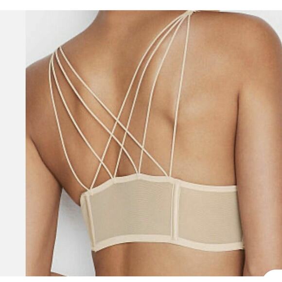 Victoria's Secret Starburst Long Line Triangle Bra Bralette Tan XL New - Picture 2 of 7